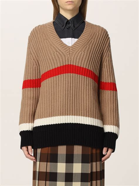 camel stripe sweater burberry|Stripe Collar Cashmere Sweater in Camel .